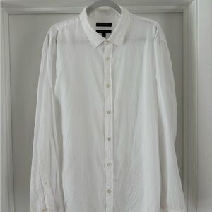 Banana Republic White Untucked Slim-Fit Linen-Cotton Long Sleeve Shirt XXL